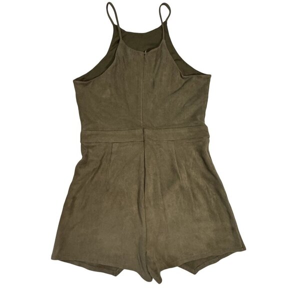 HYFVE HYFVE HYFVE Womens Faux Suede Romper Medium Green Skirt Overlay Stretch - Picture 2 of 12